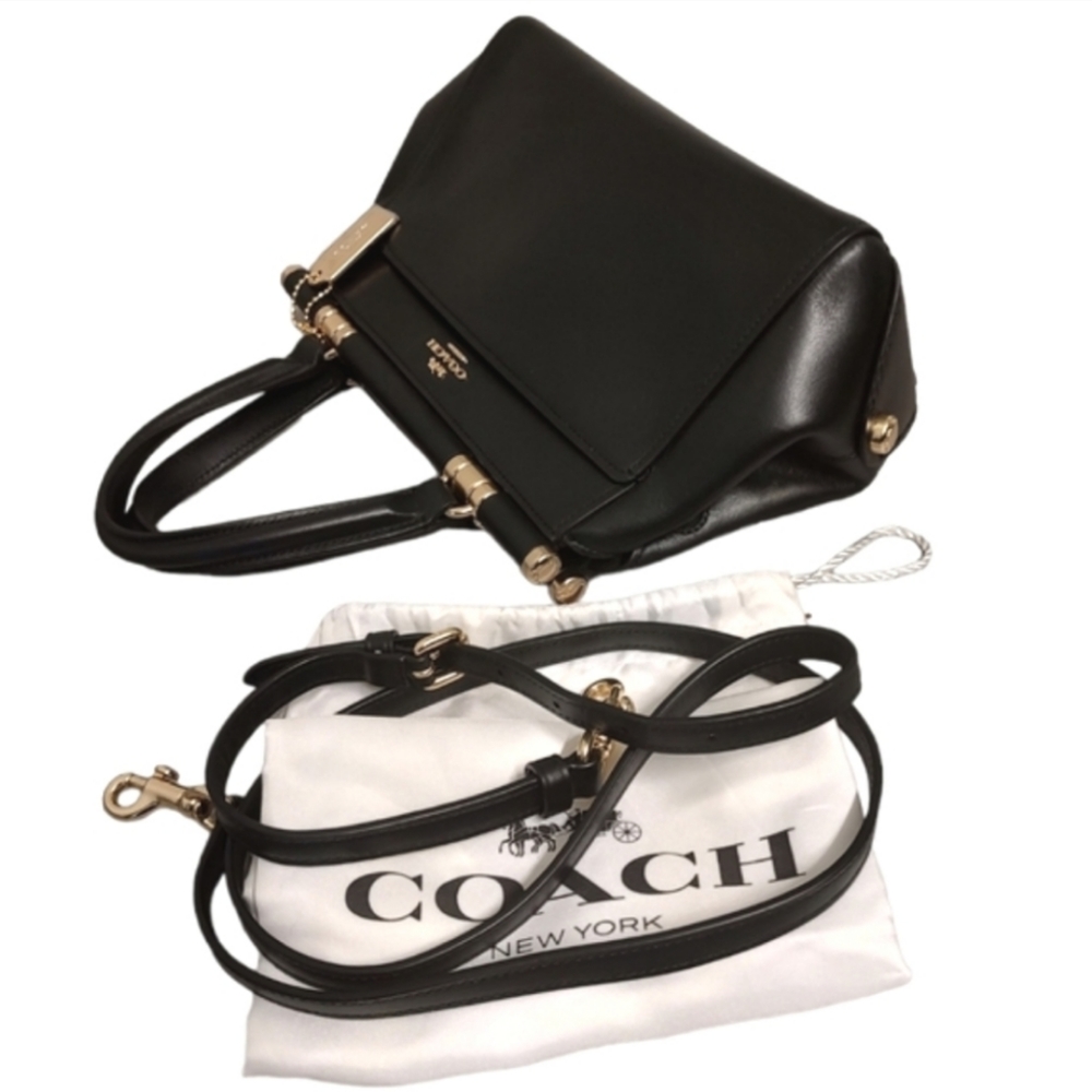 COACH Grace Bag 20 Framed Dowel Calf Leather Crossbody Tote Satchel Black 31918 - Picture 6 of 16